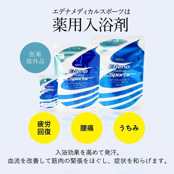 【お取り寄せ★納期 最長 約2週間】エプソムソルト(クエン酸配合)薬用入浴剤 エデナ メディカルスポーツ 100g/700g/2kg★疲労回復、スポーツ後のリカバリー、腰痛、うちみに【医薬部外品】
