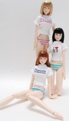 キューティーズ 1/6スケールドール汎用 縞パン3色セット 水色・ピンク・緑 (ドール用衣装)