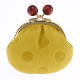 【在庫あり★即納可能】ドット柄 ボンボンがま口 財布:イエロー★サイフ【新品★未使用品】