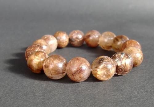 【限定1個のみ在庫あり★即納可能】ルチルクォーツ ブレスレット 13mm~14mm 15粒★天然石★パワーストーン