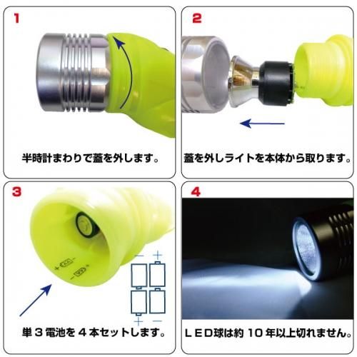 水中ライト LED 約130ルーメン｜単3電池式・簡易防水｜伊賀屋