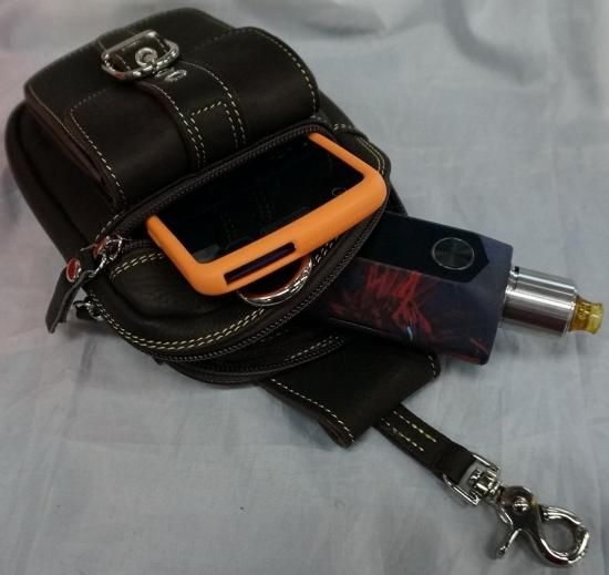【赤字上等★激安セール】職人ハンドメイド・上質カーフスキン【在庫ラスト1個★即納可能】VAPEケース 本革 大容量 ベルトポーチ | バイカー・マルチポーチ