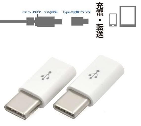 赤字上等★激安セール【在庫あり★即納可能】micro USB Type-C 変換コネクタ アダプター ホワイト★小型 充電 データ転送 usb2.0 56ＫΩ抵抗内蔵