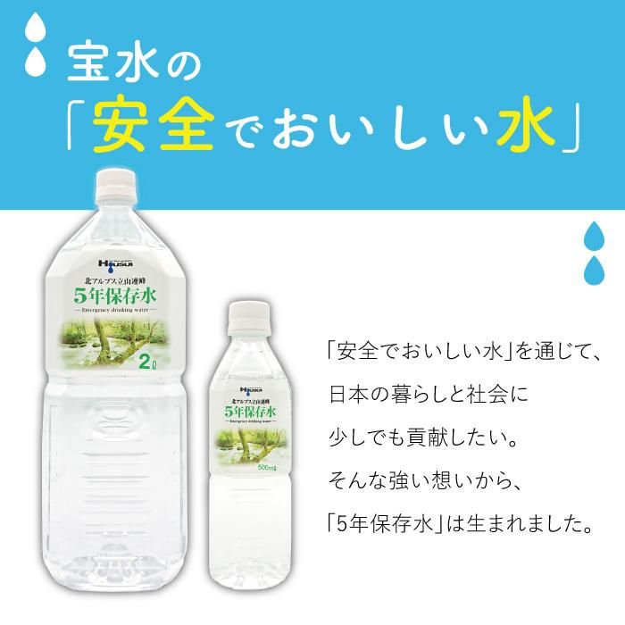 【メーカー直送】5年保存水 宝水 500ml★単品 1本 長期保存水 北アルプス立山連峰 天然水 飲料水 軟水 国産 富山 安心 安全 ナチュラルミネラルウォーター 備蓄 防災用品 避難 非常食