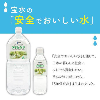 【メーカー直送】5年保存水 宝水 500ml×6箱(24本入り×6ケース) 72リットル★長期保存水 北アルプス 天然水 飲料水 軟水 安心 安全 ナチュラルミネラルウォーター 備蓄 防災用品 避難