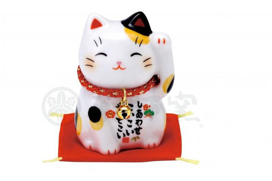 【お取り寄せ★納期 最長 約2週間】彩絵福招き猫(みけ・小)★やきものの街、瀬戸市発祥のブランド！薬師窯！