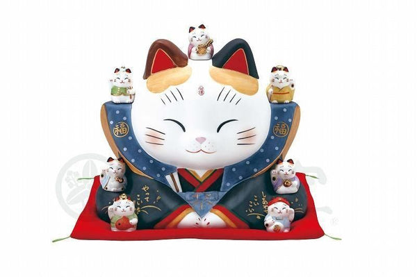 【お取り寄せ★納期 最長 約2週間】彩絵 七福神 福助 招き猫(7号)貯金箱★やきものの街、瀬戸市発祥のブランド！薬師窯！