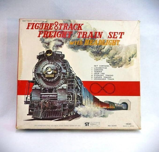 【在庫ラスト1個★即納可能】フィギュア8トラック フリート トレイン セット with ヘッドライト★1970年代 日本製 約50年前 昭和レトロ 当時品 機関車玩具