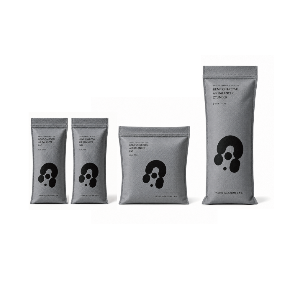 野州麻炭Lab HEMP CHARCOAL AIR BALANCER トライアルセット 麻炭調湿消臭剤3サイズ