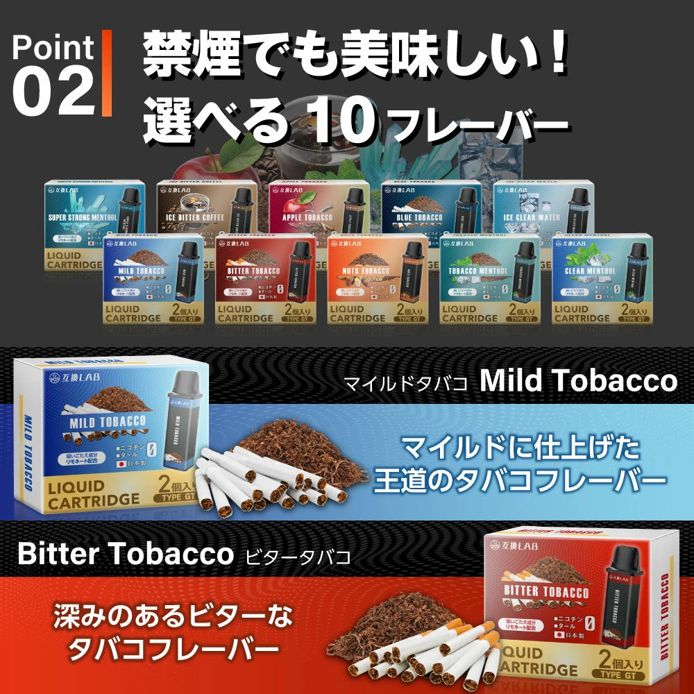 【吸いごたえ成分配合】互換LAB GOTEK 互換 リキッド充填済み 使い捨てカートリッジ 2本セット★リモネート配合